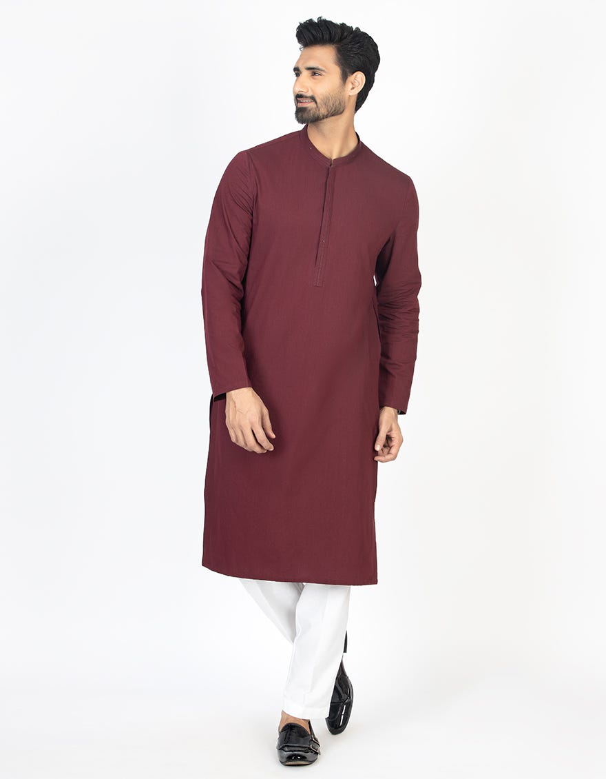 MAROON BLENDED KURTA | JJK-A-42354