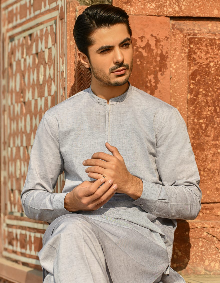 GREY KURTA PAJAMA | JJKP-A-42377