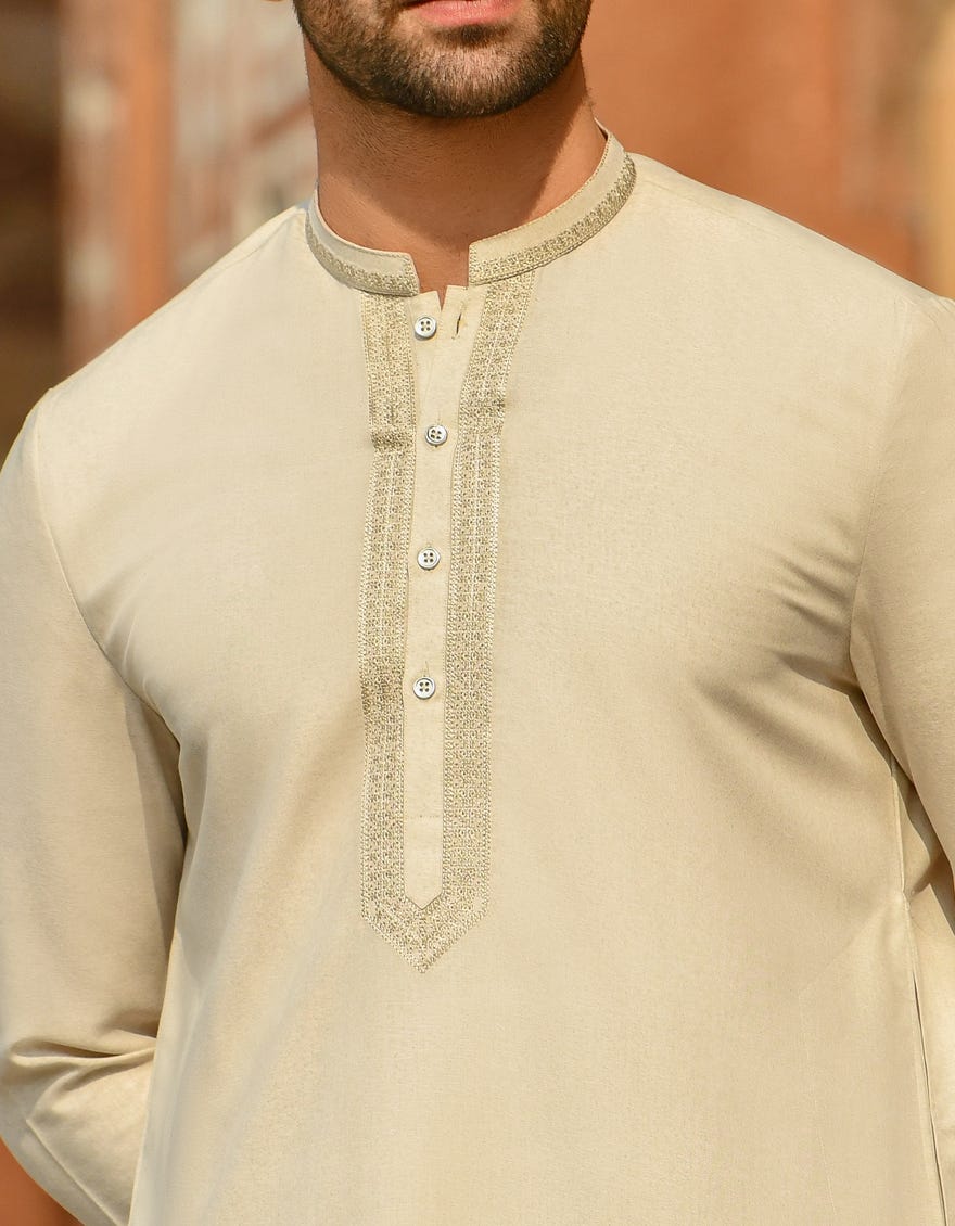 BEIGE KURTA PAJAMA | JJKP-S-42385