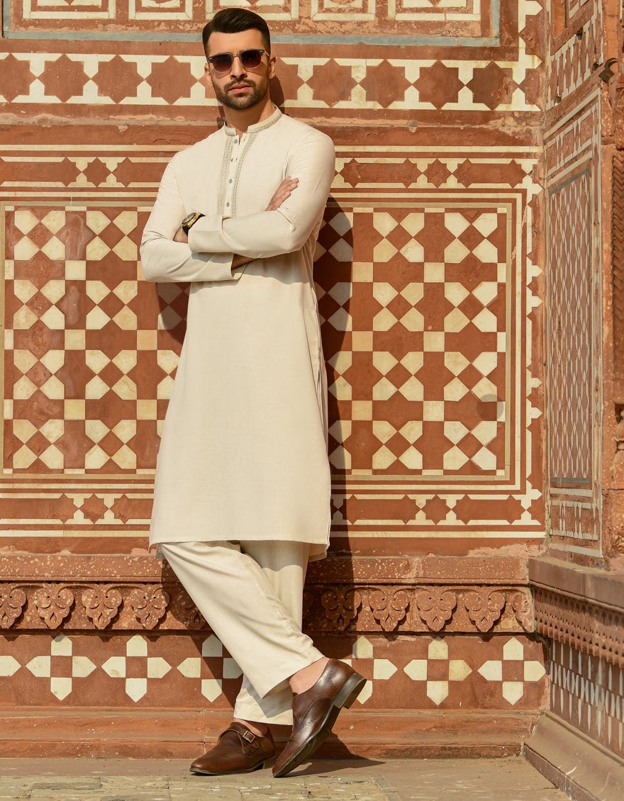 BEIGE KURTA PAJAMA | JJKP-S-42385