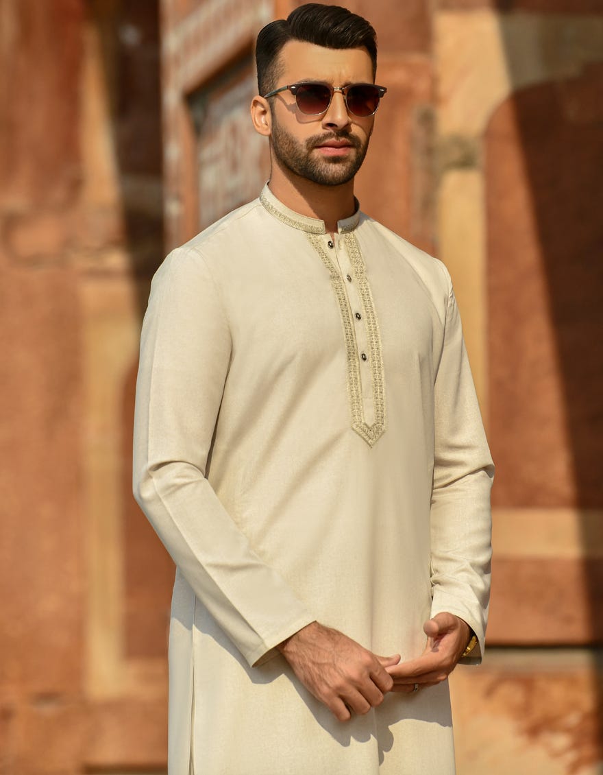 BEIGE KURTA PAJAMA | JJKP-S-42385