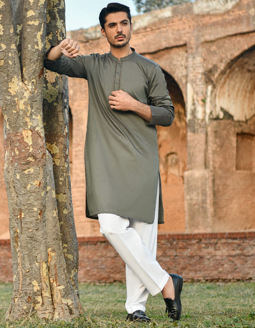 DARK OLIVE KURTA | JJK-S-42390