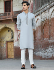 GREY COTTON SILK KURTA | JJK-S-42399
