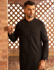BLACK POLYESTER VISCOSE KURTA | JJK-A-42367
