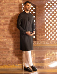 BLACK POLYESTER VISCOSE KURTA | JJK-A-42367