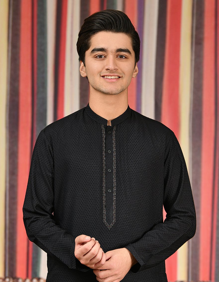 BLACK BLENDED KURTA | JTK-SP-43038
