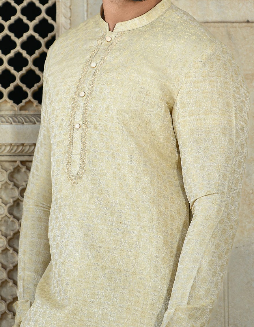 GOLD POLYESTER SPECIAL KURTA | JJK-SP-43041