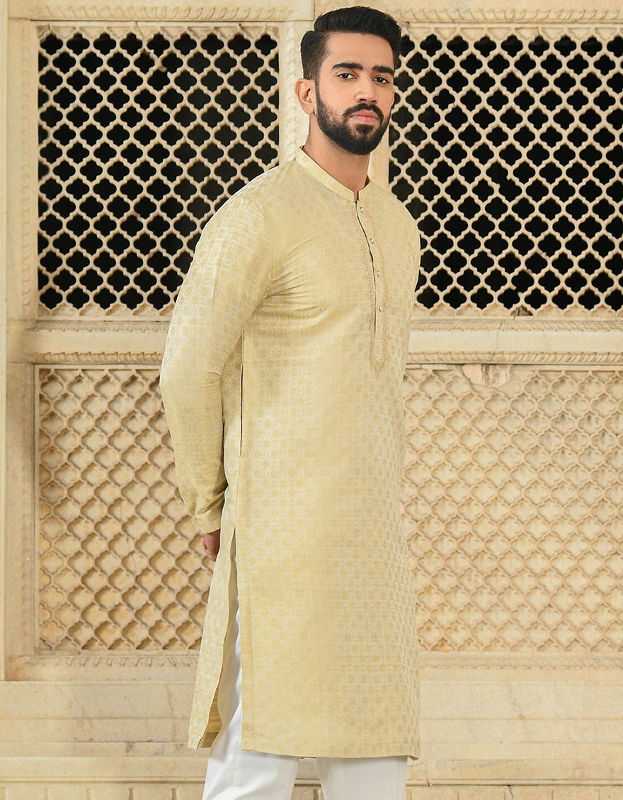 GOLD POLYESTER SPECIAL KURTA | JJK-SP-43041