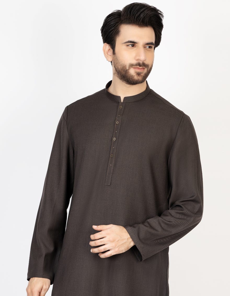 CHOCOLATE BROWN BLENDED KURTA | JJK-A-43058