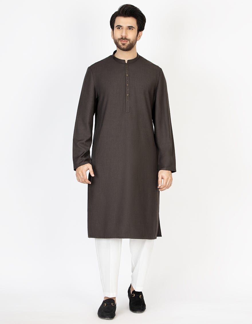 CHOCOLATE BROWN BLENDED KURTA | JJK-A-43058
