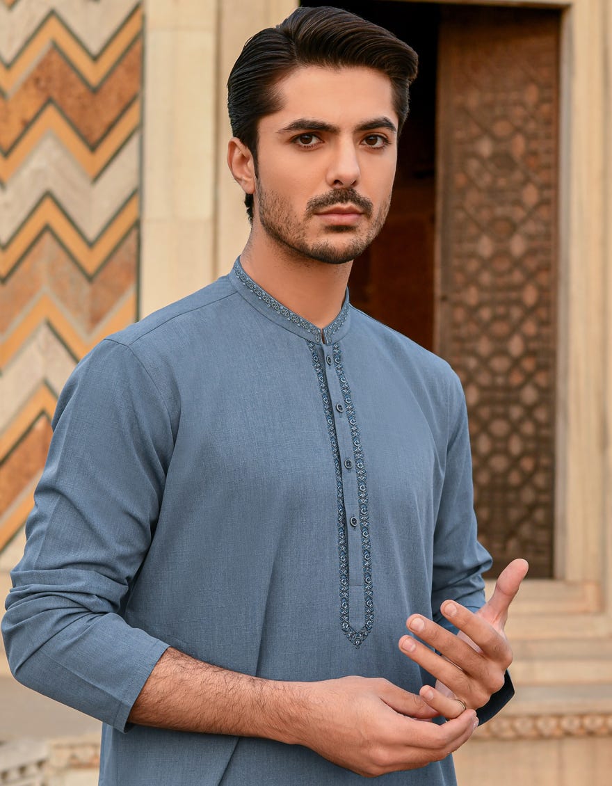 DENIM BLUE BLENDED KURTA | JJK-A-43061