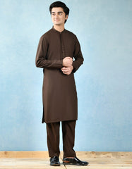 BROWN POLYESTER KURTA PAJAMA | JTKP-A-43066