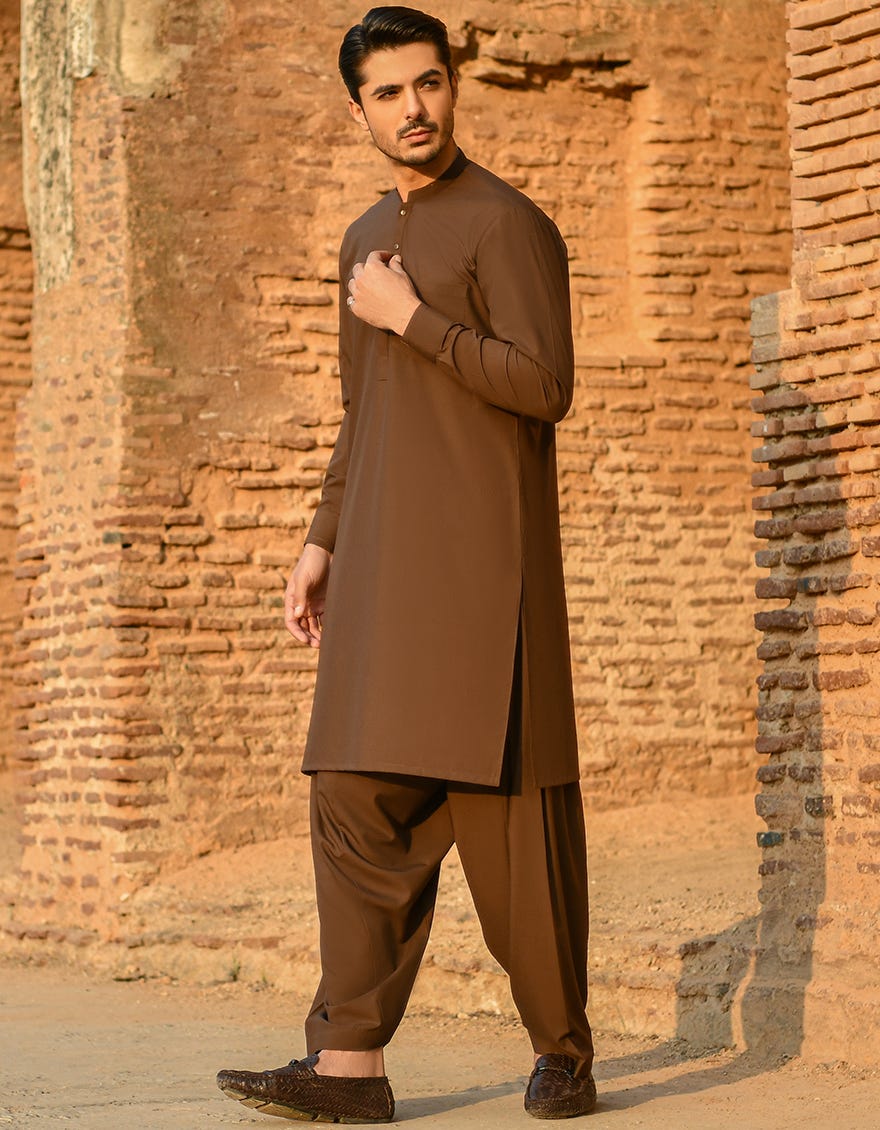 BROWN BLENDED KAMEEZ SHALWAR | JJKS-A-43071