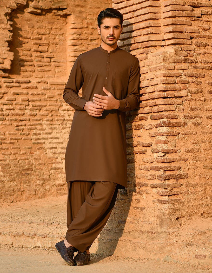 BROWN BLENDED KAMEEZ SHALWAR | JJKS-A-43071