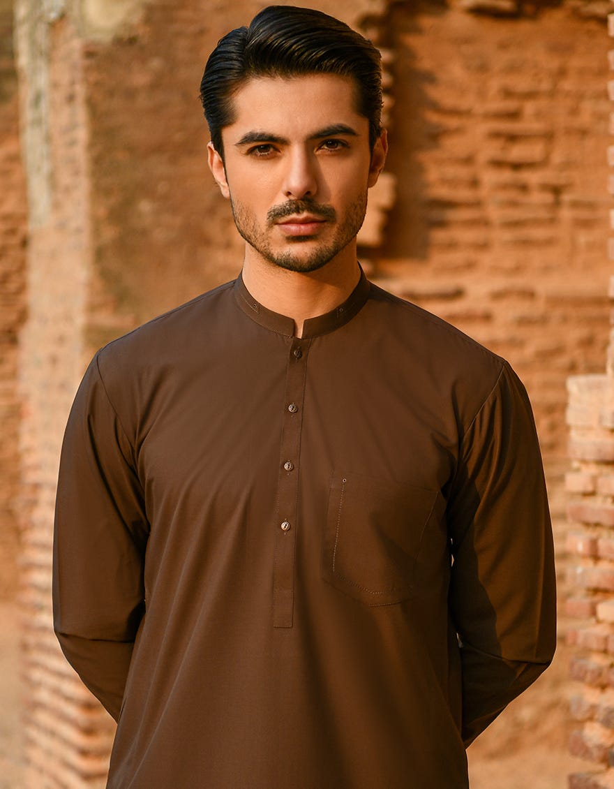 BROWN BLENDED KAMEEZ SHALWAR | JJKS-A-43071