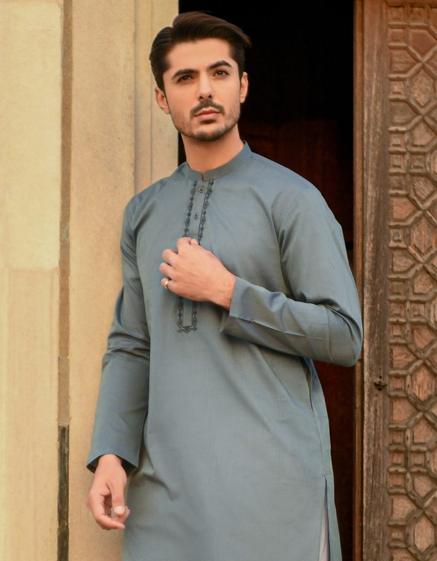 DENIM BLUE COTTON KURTA | JJK-A-43072