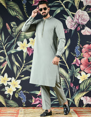 ARMY GREEN POLYESTER VISCOSE KURTA PAJAMA | JJKP-A-43078