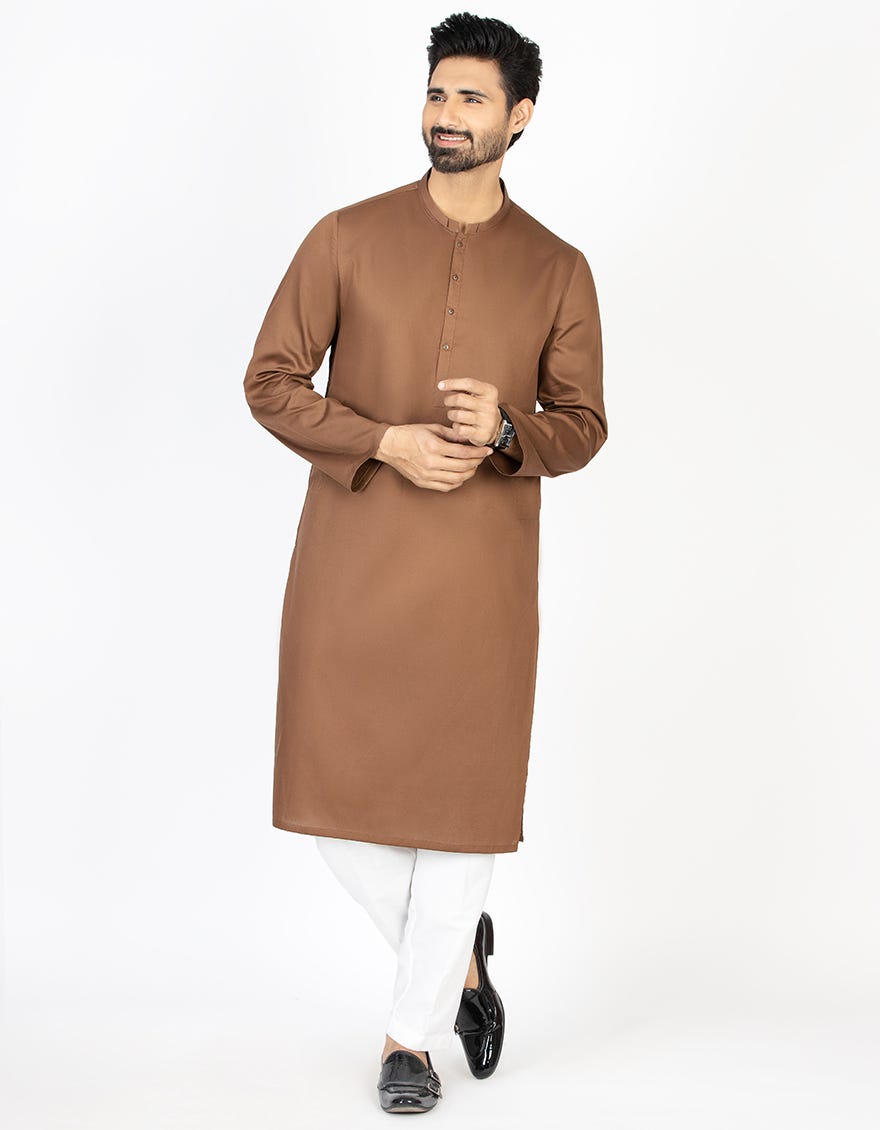 BROWN COTTON KURTA | JJK-S-43082