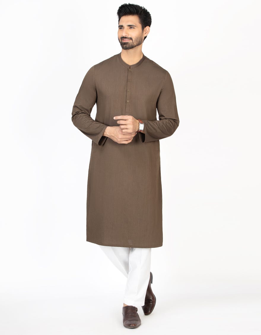 DARK BROWN BLENDED KURTA | JJK-A-43084