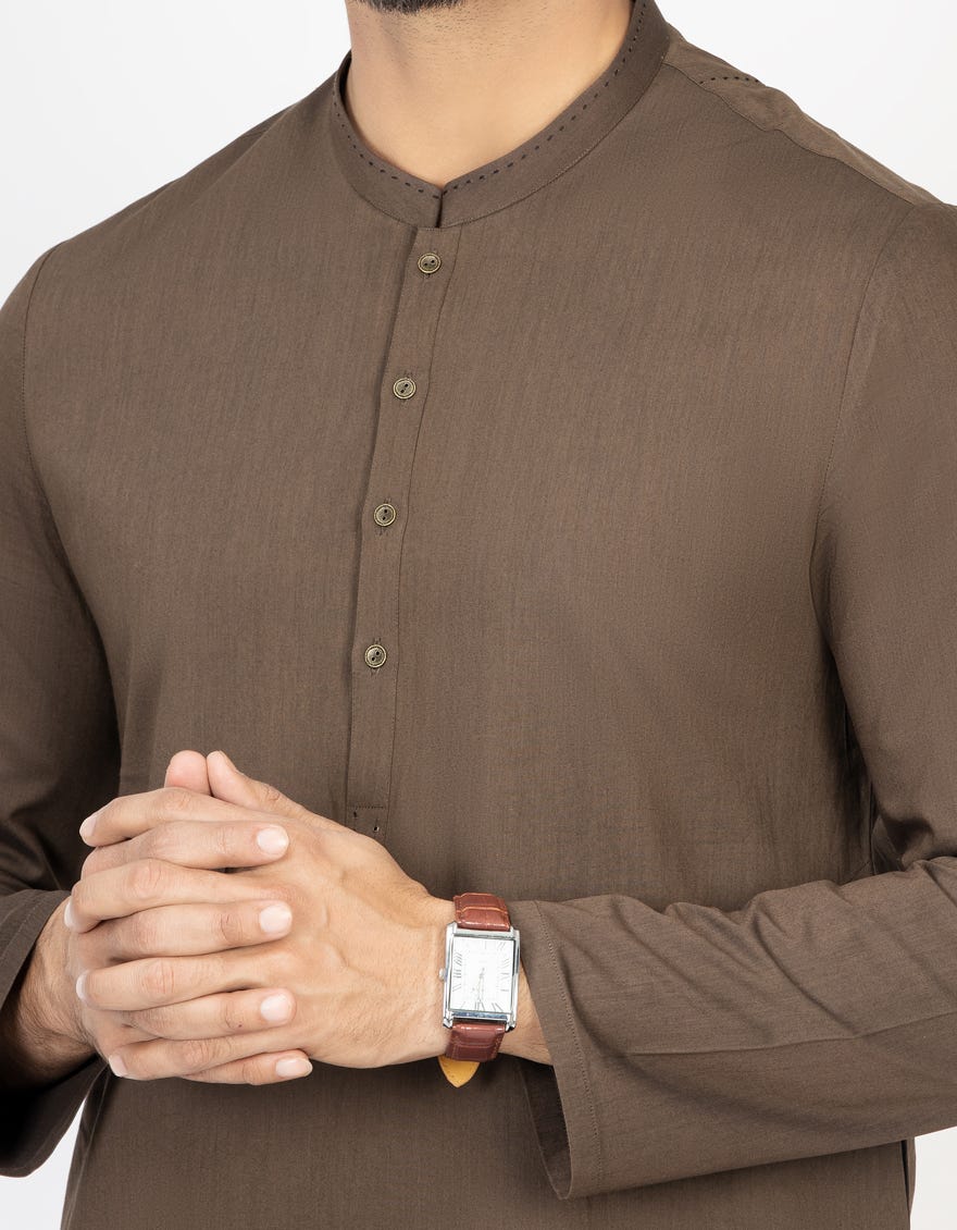 DARK BROWN BLENDED KURTA | JJK-A-43084