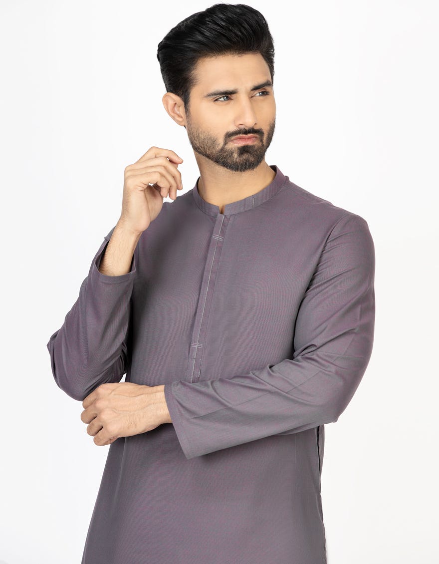 PURPLE POLYESTER VISCOSE KURTA | JJK-A-43085