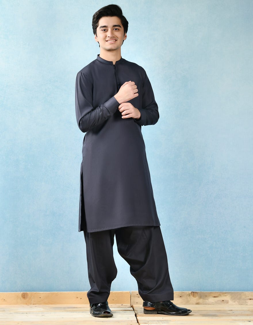 DARK SLATE POLYESTER KAMEEZ SHALWAR | JTKS-43123