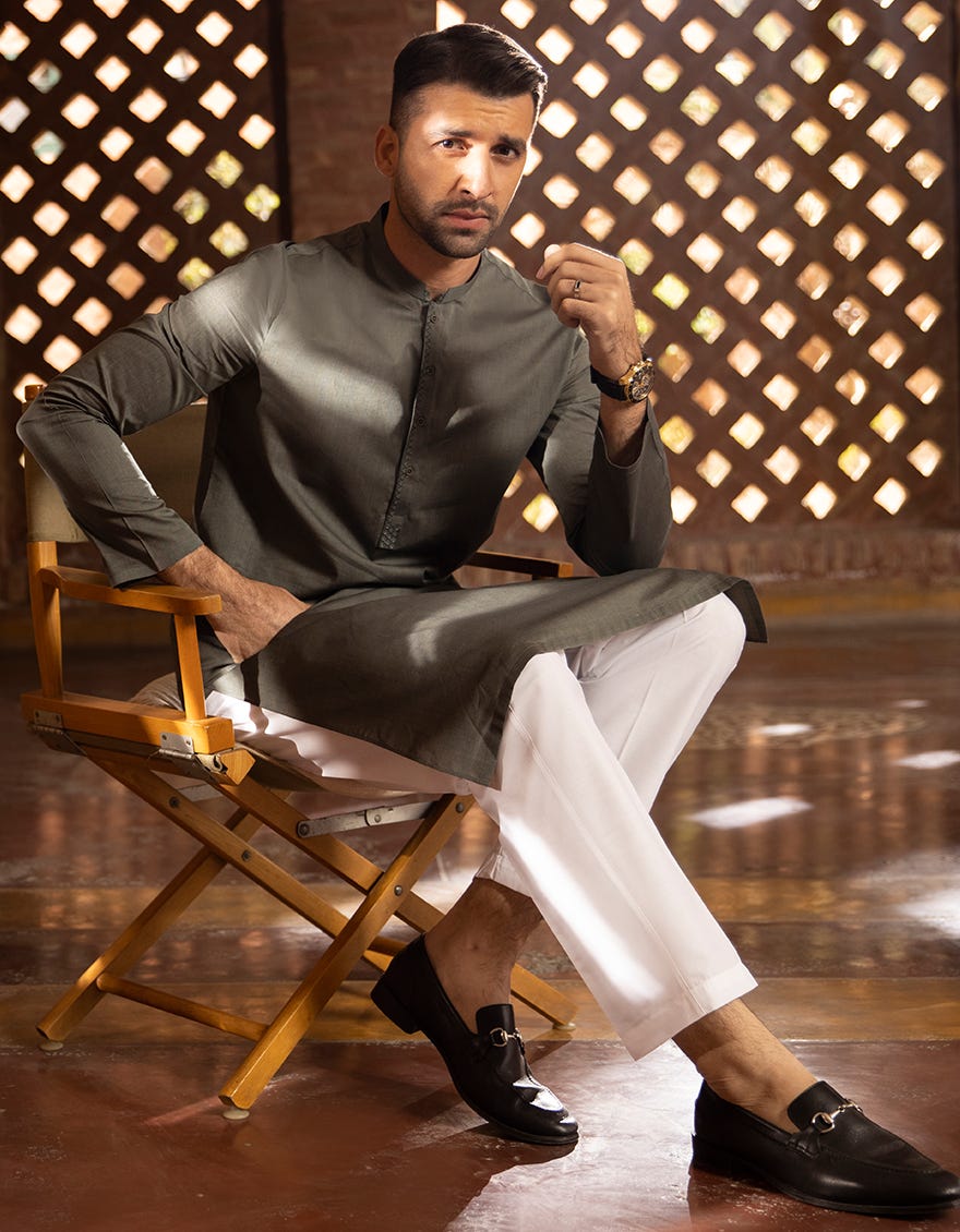 DARK OLIVE COTTON KURTA | JJK-A-44016