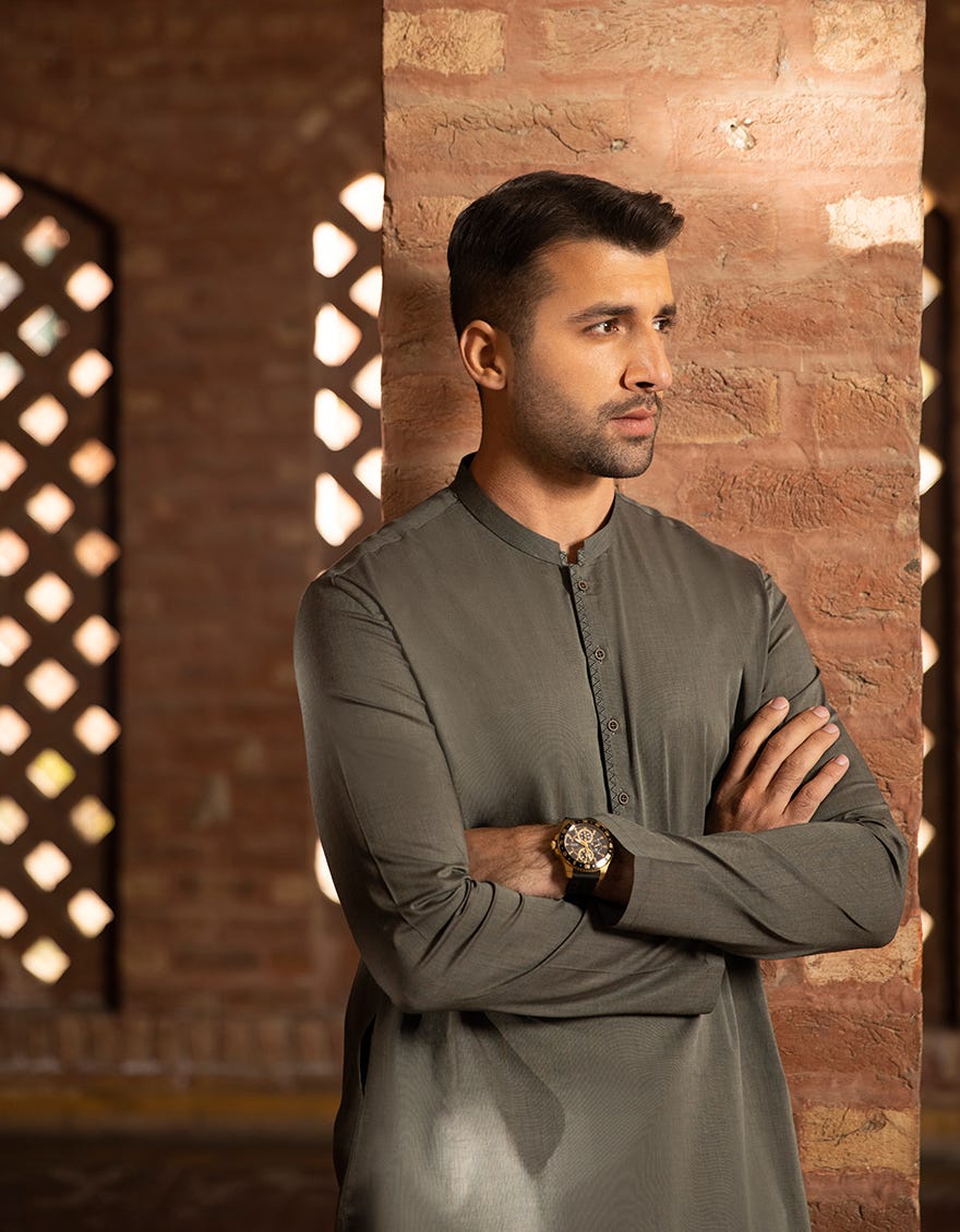DARK OLIVE COTTON KURTA | JJK-A-44016