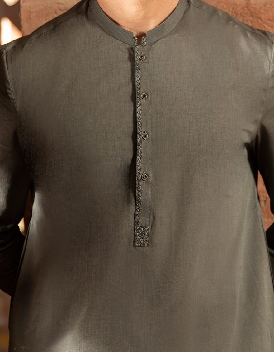 DARK OLIVE COTTON KURTA | JJK-A-44016