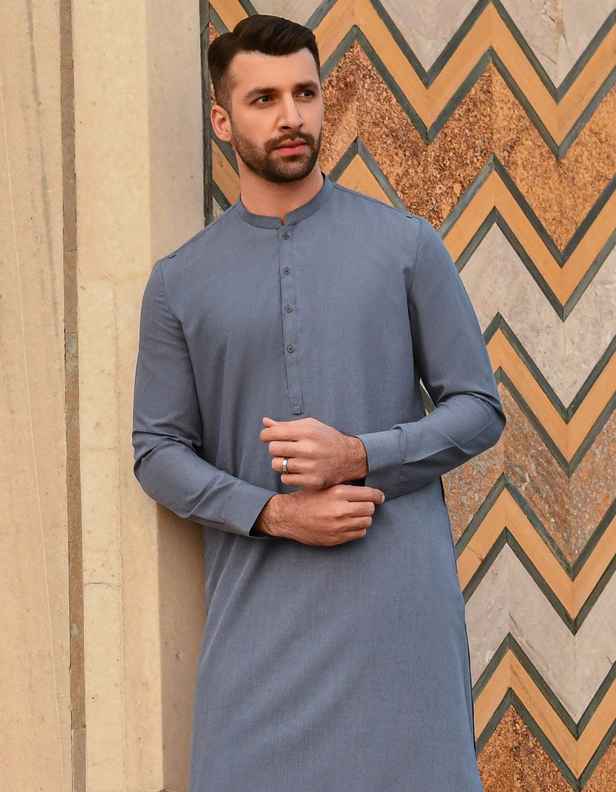 BLUISH GREY KAMEEZ SHALWAR | JJKS-A-44017
