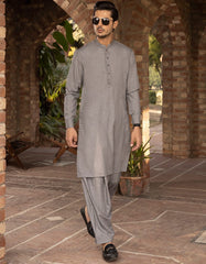 GREY POLYESTER VISCOSE KAMEEZ SHALWAR | JJKS-A-44018