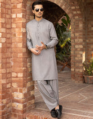 GREY POLYESTER VISCOSE KAMEEZ SHALWAR | JJKS-A-44018