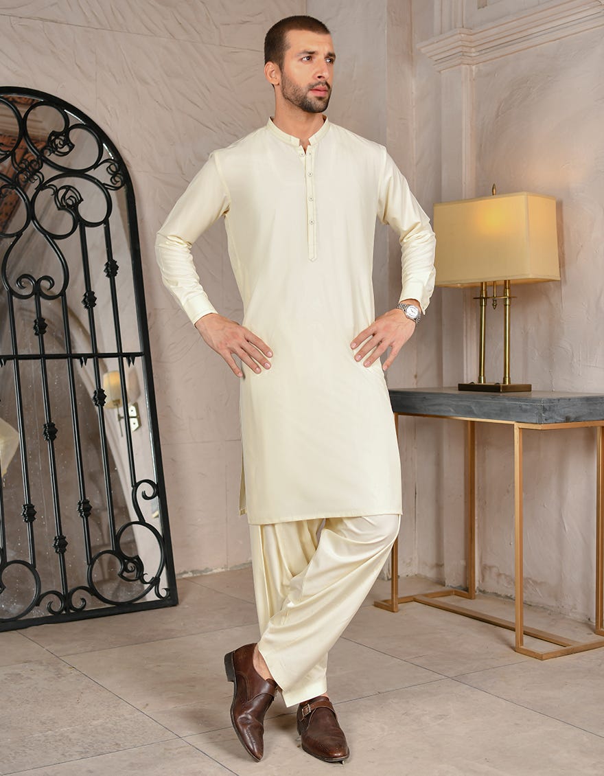 CREAM BLENDED KAMEEZ SHALWAR | JJKS-A-44034