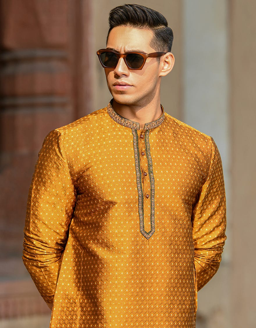 COPPER BROWN POLYESTER SPECIAL KURTA | JJK-SP-44035