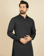 BLACK POLYESTER VISCOSE KAMEEZ SHALWAR | JJKS-44068