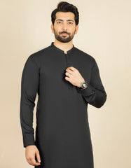 BLACK POLYESTER VISCOSE KURTA PAJAMA | JJKP-44069