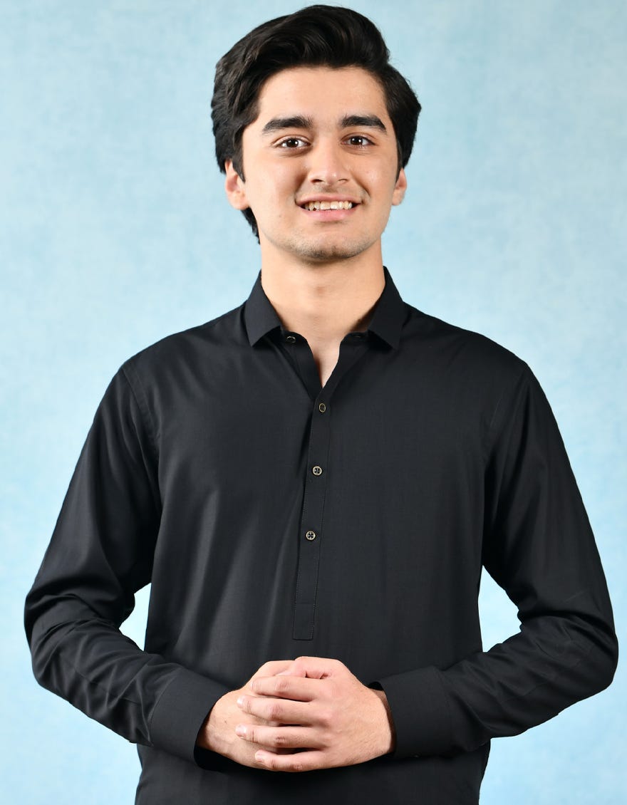 BLACK POLYESTER VISCOSE KAMEEZ SHALWAR | JTKS-A-44070