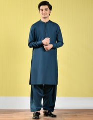 DARK GREEN POLYESTER VISCOSE KAMEEZ SHALWAR | JTKS-A-44074