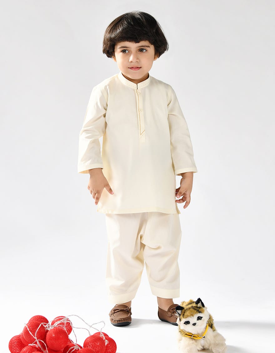 CREAM BLENDED KAMEEZ SHALWAR | JJIKS-A-44075