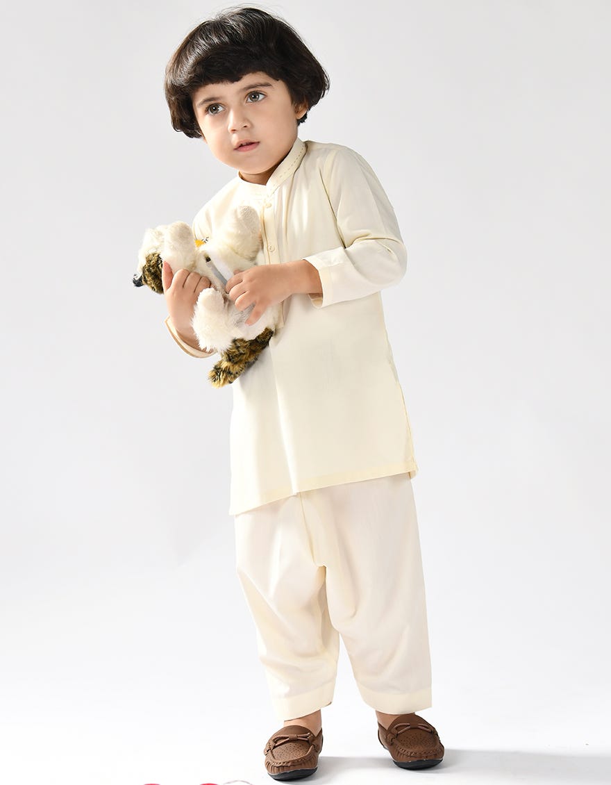CREAM BLENDED KAMEEZ SHALWAR | JJIKS-A-44075
