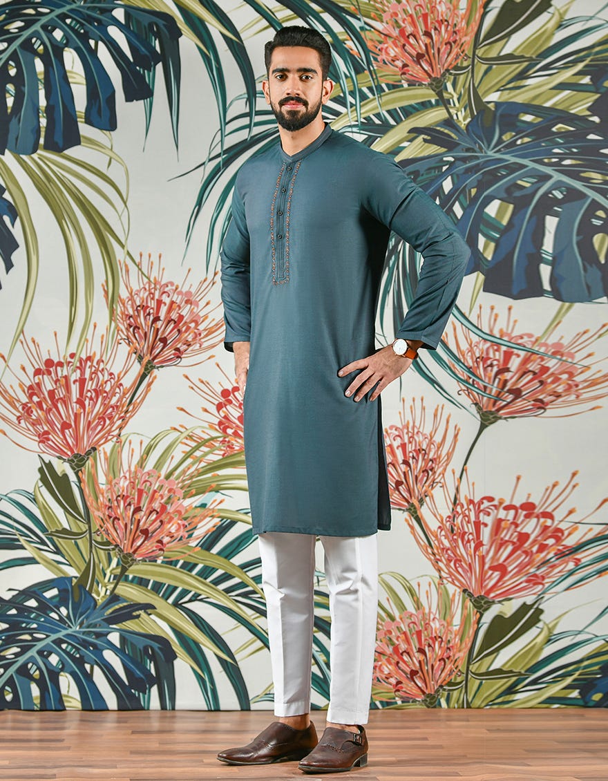 GREEN BLENDED KURTA | JJK-44076