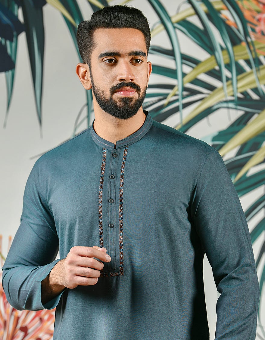 GREEN BLENDED KURTA | JJK-44076