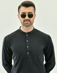 BLACK COTTON KAMEEZ SHALWAR | JJKS-A-44086