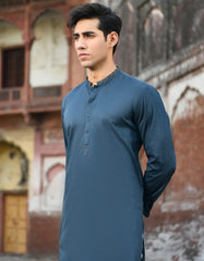 CHARCOAL-BLUE COTTON KURTA | JJK-45002