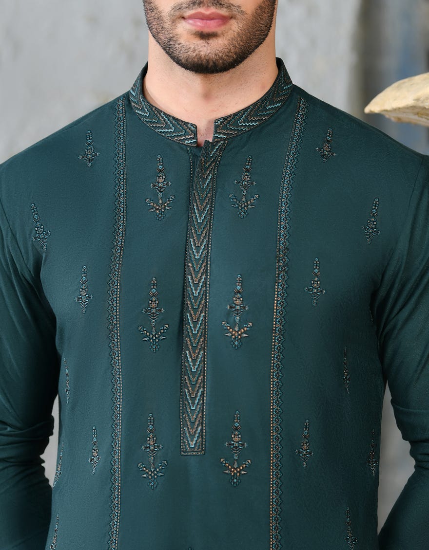 DARK GREEN BLENDED SPECIAL KURTA