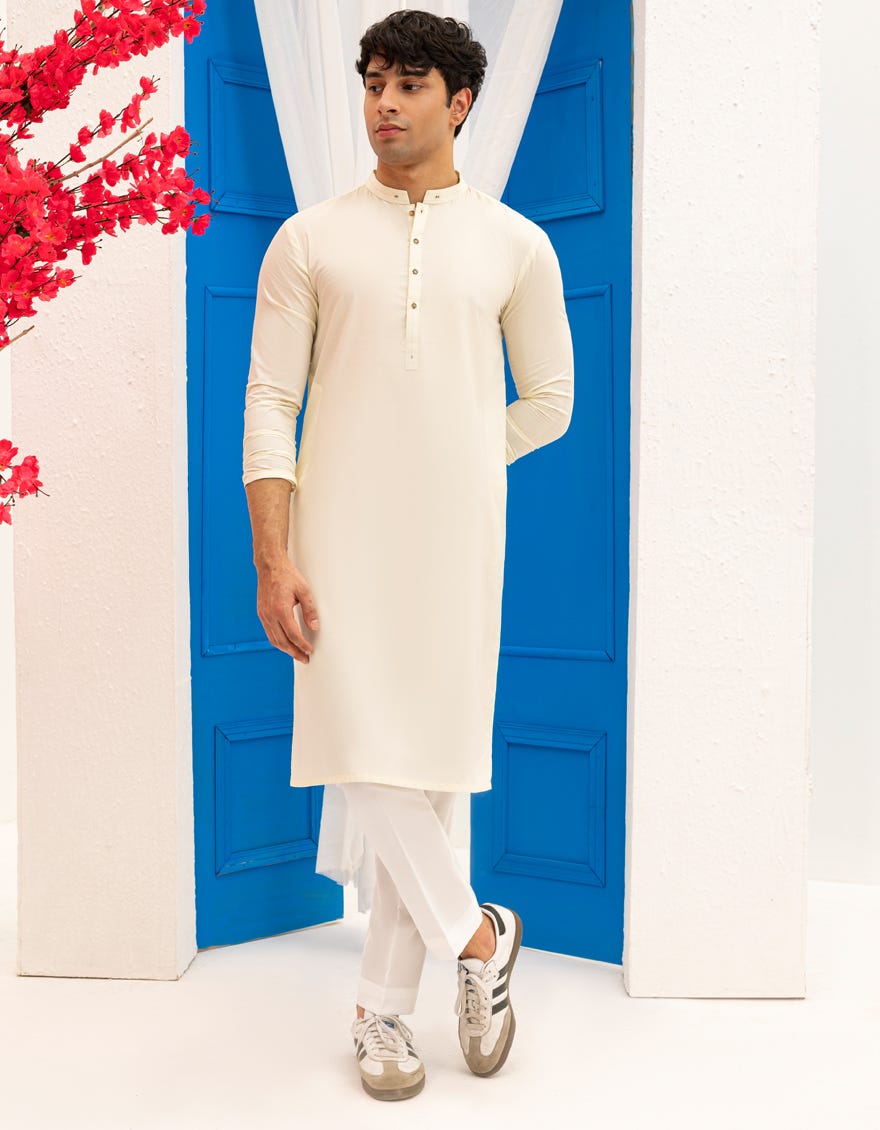 CREAM BLENDED KURTA | JTK-A-46534