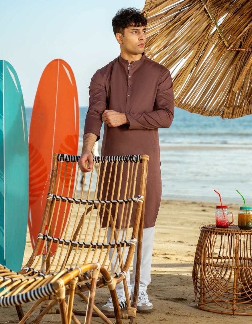 BROWN COTTON KURTA | JTK-A-46542
