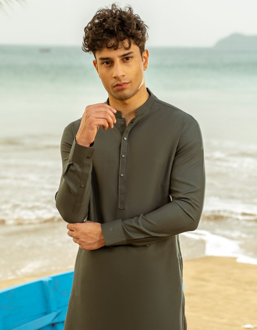 GREEN BLENDED KAMEEZ SHALWAR | JTKS-A-46544