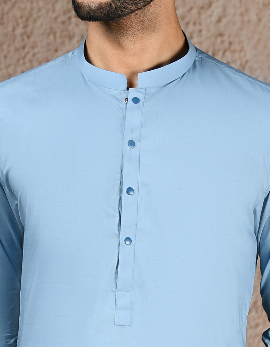 DULL BLUE COTTON KURTA TROUSER | JJKP-S-46577
