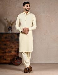 CREAM COTTON KAMEEZ SHALWAR | JJKS-S-46578